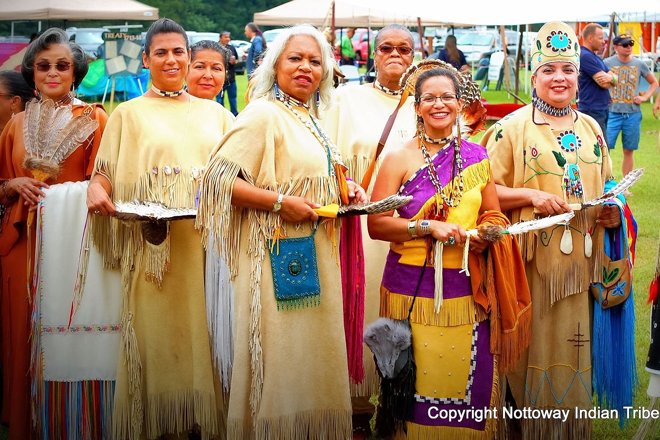 Nottoway women in traditional regalia at a tribal gathering