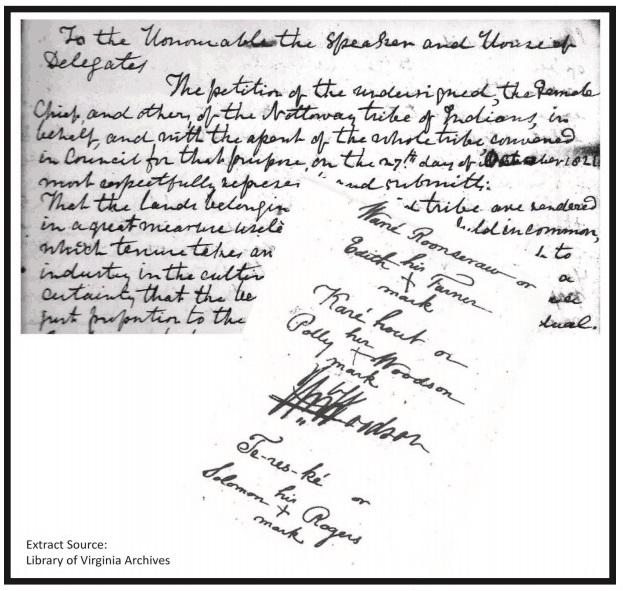 Handwritten extract of the 1821 petition of Edy Turner