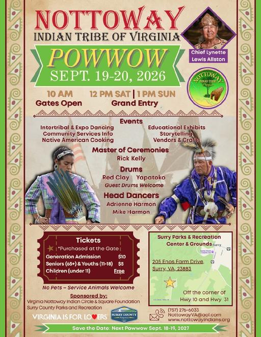 Official 2026 Nottoway powwow event poster